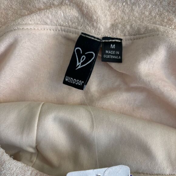 Windsor Off-Shoulder Champagne Glitter Evening Gown Side Slit Formal Dress - Picture 9 of 14